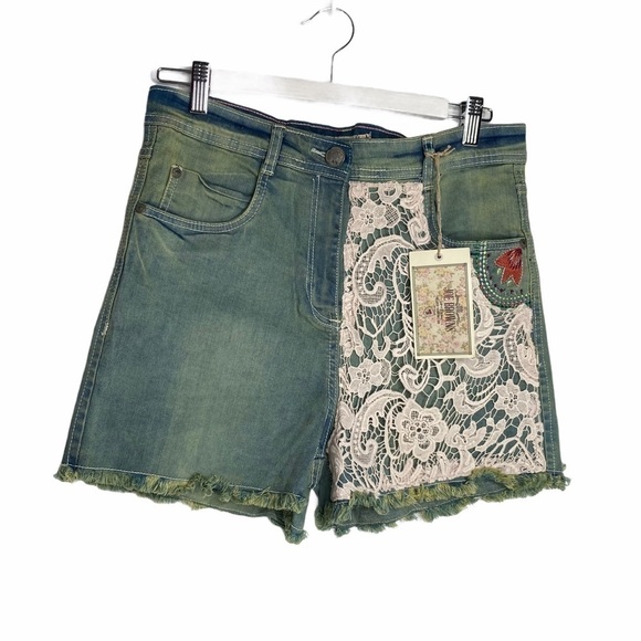 Festival Denim and Lace Short 90’s Y2K - Picture 2 of 15